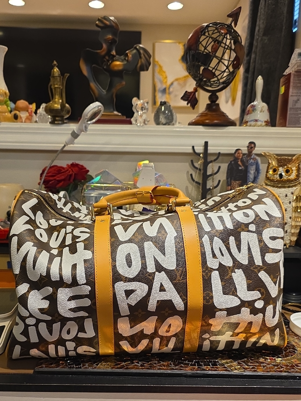 Brown Monogram Graffiti Keepall with Tan Trim Travel BAG